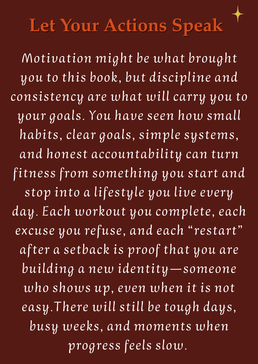 "fitness motivation discipline guide let your actions speak quote discipline consistency graphic"