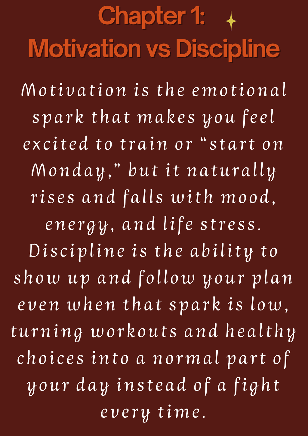 "fitness motivation discipline guide chapter 1 motivation vs discipline quote graphic"