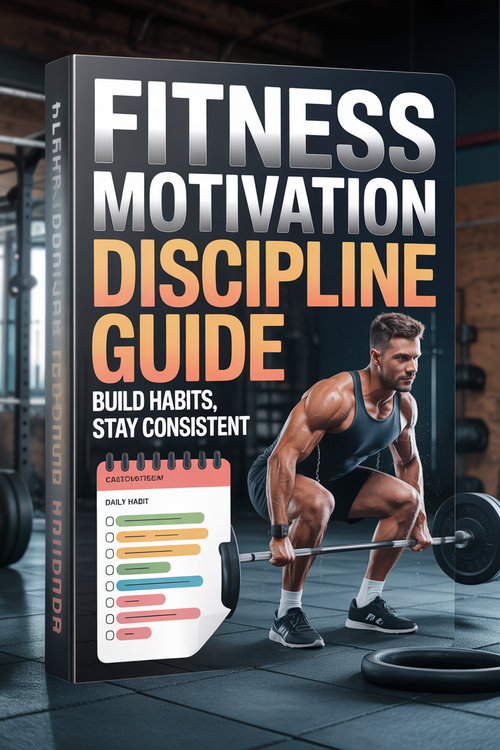 Fitness Motivation Discipline Guide: Build Habits PDF cover featuring a runner with text on motivation and discipline.