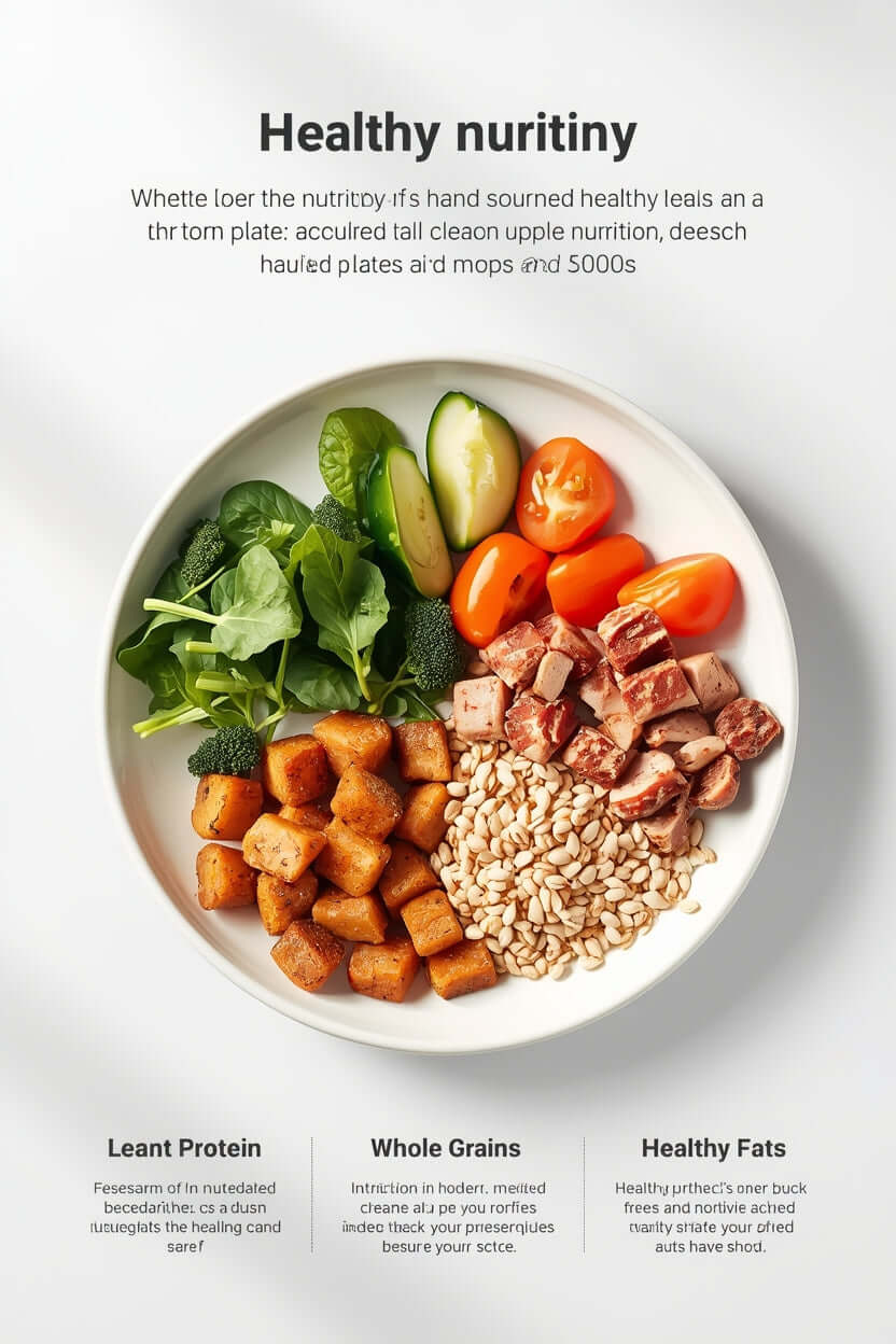 "balanced eating guide plate lean protein whole grains healthy fats"