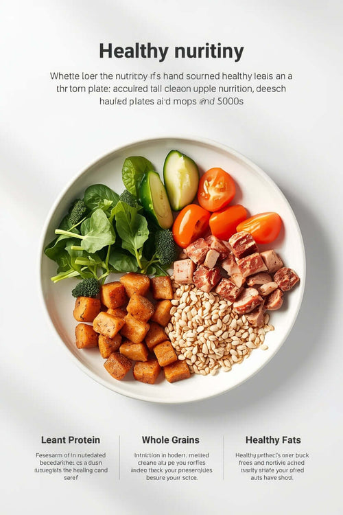 "balanced eating guide plate lean protein whole grains healthy fats"